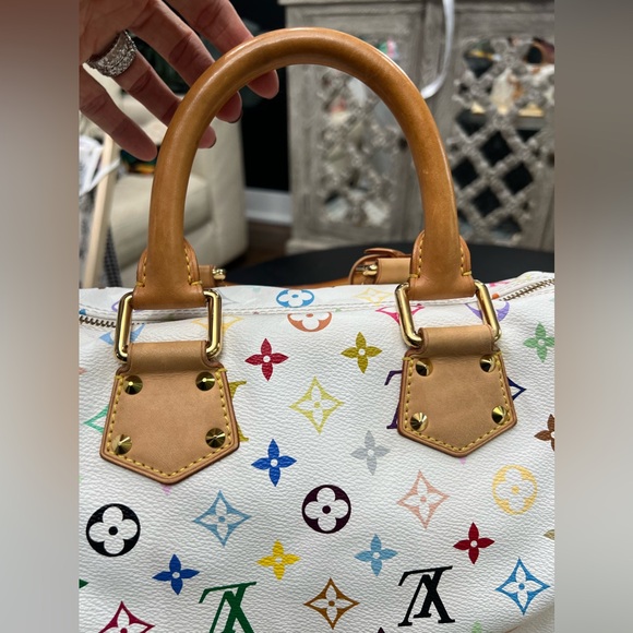 💙🩷Louis Vuitton x Takashi💚💜 White Multicolor Monogram Speedy 30 - Picture 3 of 11